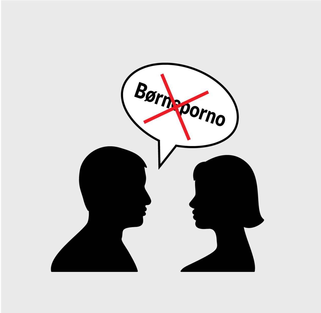 Silhuet - to personer og talebobel